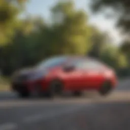 Nissan Versa parked on a scenic road