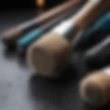 Close-up of detailing brushes with various bristles