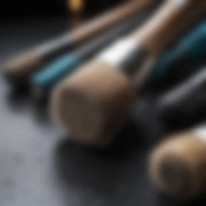 Close-up of detailing brushes with various bristles
