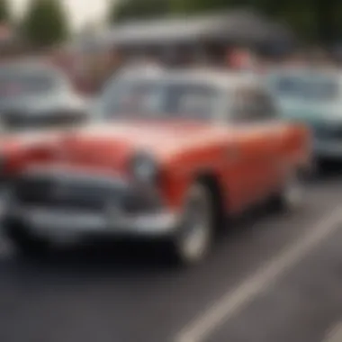 Group of classic cars at an outdoor car show