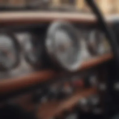 Detailed close-up of a vintage car dashboard