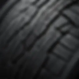 Close-up view of tire tread patterns