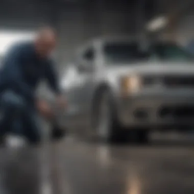 Automotive enthusiast examining a vehicle under the hood