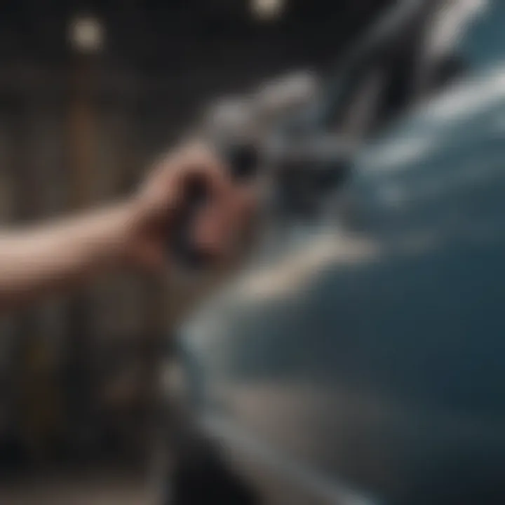Illustration of a beginner using a spray gun, demonstrating proper technique.