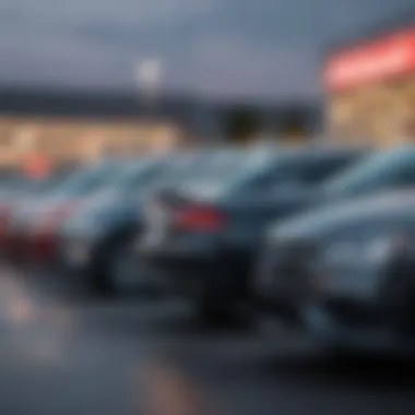 Wide range of vehicles displayed in a dealership lot