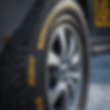 Close-up of Goodyear winter tire sidewall and specifications