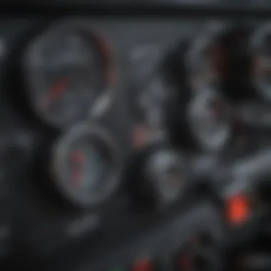 Close-up of tire compressor controls and gauge