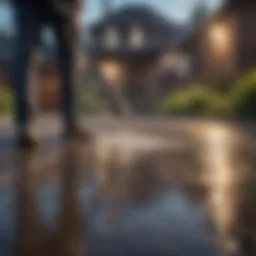 A high-performance electric power washer in action, cleaning a driveway.