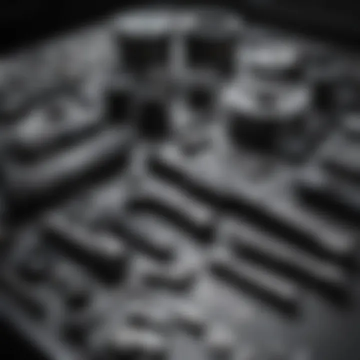 Close-up of BMW parts and tools laid out for maintenance