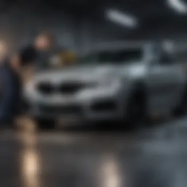 Professional Service for BMW Vehicle Maintenance A mechanic performing routine maintenance on a BMW