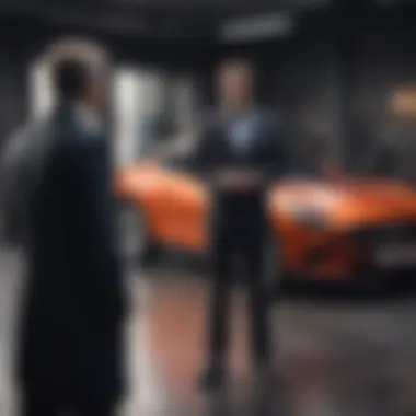 Consultation for Insurance Options A smartly dressed individual discussing car insurance options with a broker