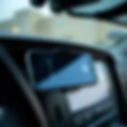 Close-up of a cell phone mount installed in a Chevy Colorado