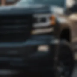 Sleek front view of the Chevy Silverado Blackout Edition showcasing its bold grille and headlights.