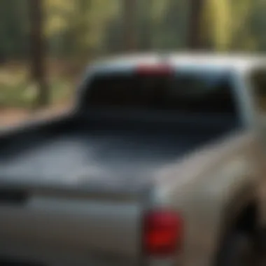 Sleek Low-Profile Tonneau Cover on Toyota Tacoma A sleek, low-profile tonneau cover installed on a Toyota Tacoma bed