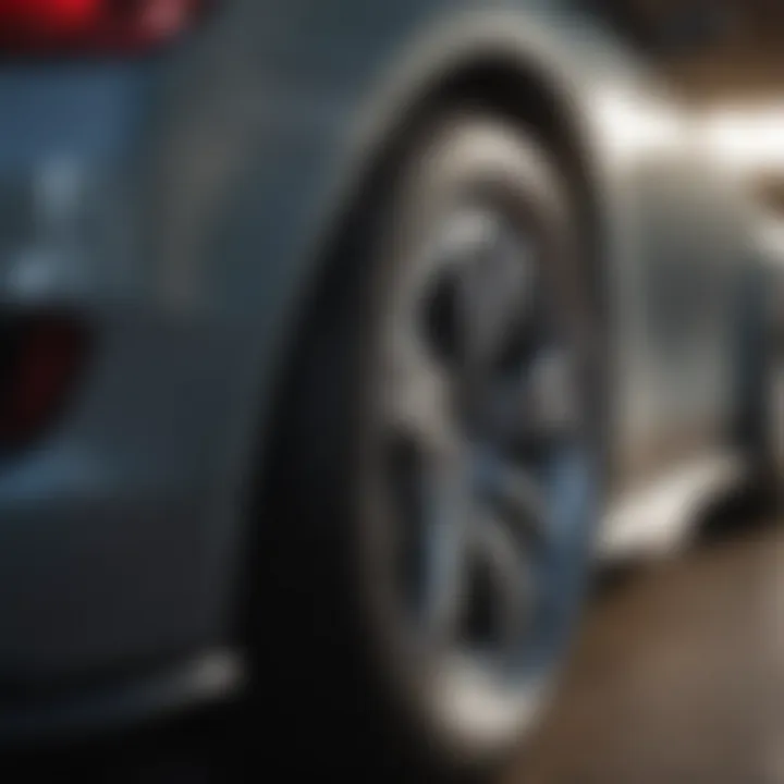 A well-maintained car rim with protective coating glimmering in sunlight.