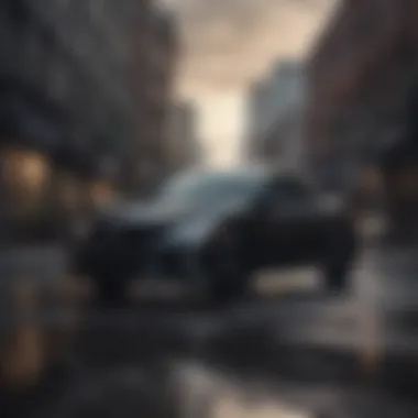 All-Black Honda Civic Sport in a Dynamic Urban Setting The all-black Honda Civic Sport parked against a dramatic urban backdrop.