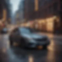 GPS tracking device mounted on a vehicle navigating through a city
