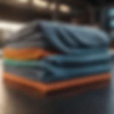 Microfiber Cloths for Effective Detailing Brightly colored microfiber cloths arranged neatly for car detailing.