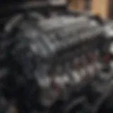 Detailed view of a car engine during maintenance