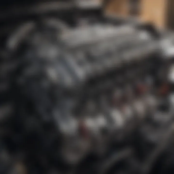 Detailed view of a car engine during maintenance