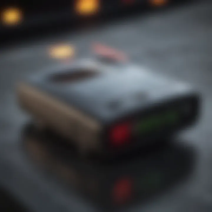 Close-up of radar detector display