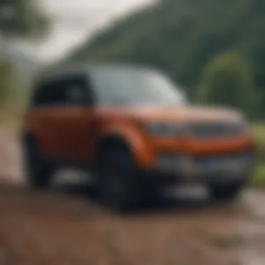 Safety features of the 2019 Range Rover Defender depicted in a detailed graphic