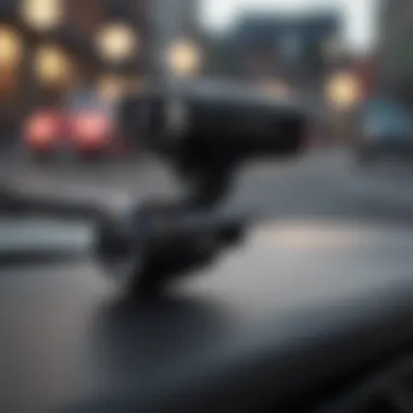 Close-up view of a high-quality dash cam mounted in a vehicle