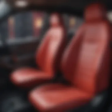 Easy installation of red seat covers in a vehicle