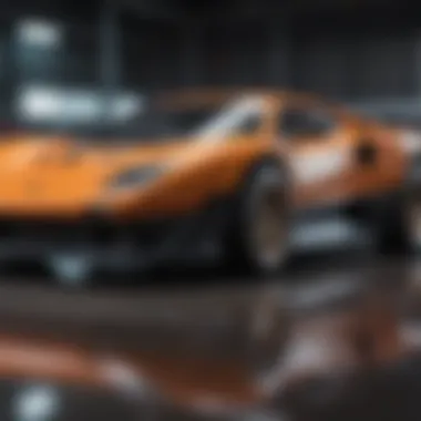 Close-up of a high-performance RC car showcasing technical features