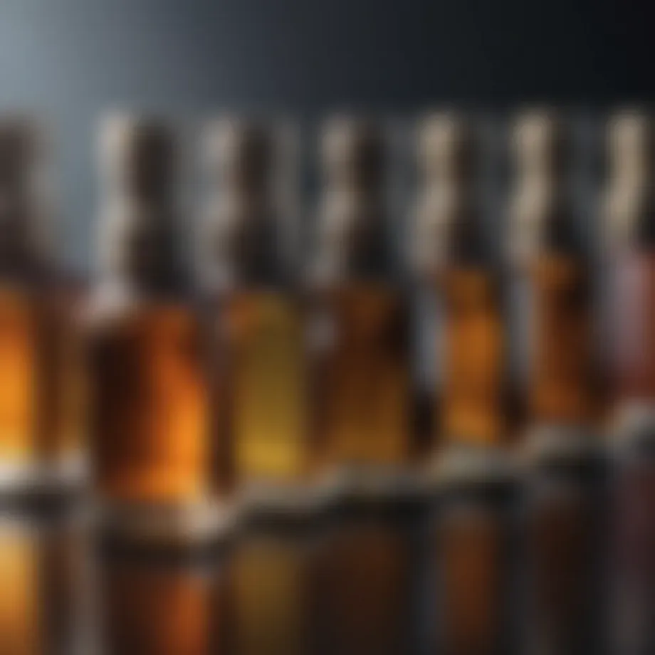 Close-up view of different types of engine oils