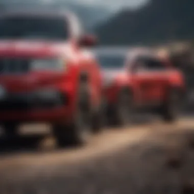 Comparison of different red Jeep models and trims.