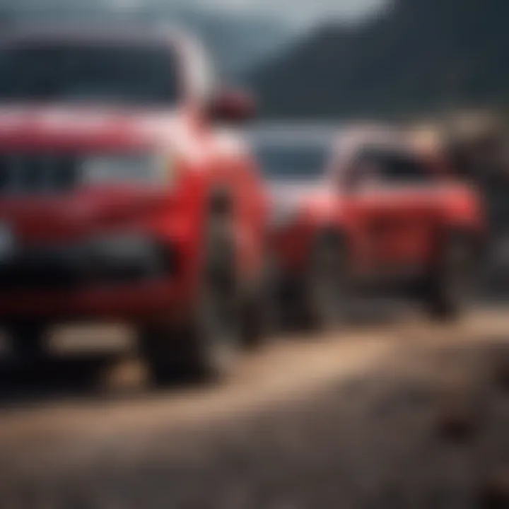 Comparison of different red Jeep models and trims.