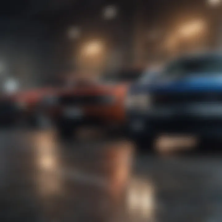 Various Dodge Challenger models lined up for comparison