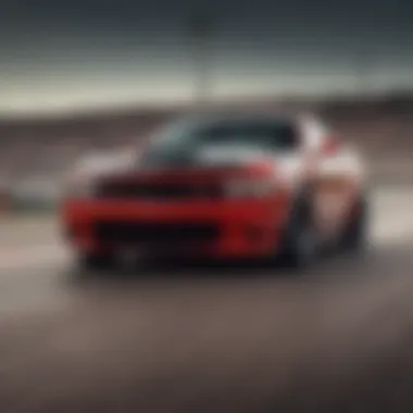 Racing Performance of the Dodge Hellcat Dodge Hellcat on a racetrack demonstrating its performance