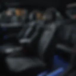 Interior of a car featuring vibrant LED seat lights enhancing ambiance
