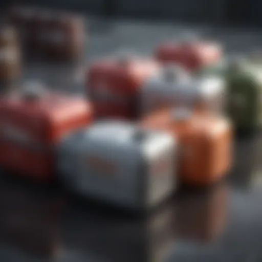 Diverse types of aviation fuel displayed in containers