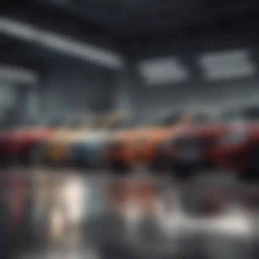 A lineup of affordable cars at a dealership showcasing budget-friendly options.
