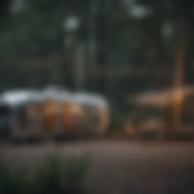 Airstream Mini RV parked at a campsite, demonstrating outdoor living space