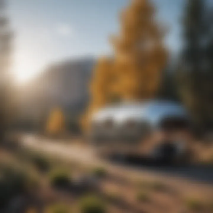 A couple enjoying their travel journey in an Airstream Mini RV amidst nature