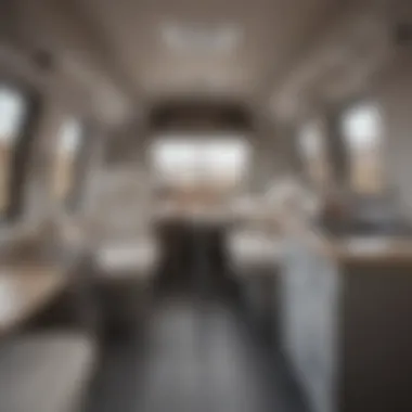 Interior Layout of Airstream Mini RV Interior layout showcasing the minimalist design and functional space of an Airstream Mini RV