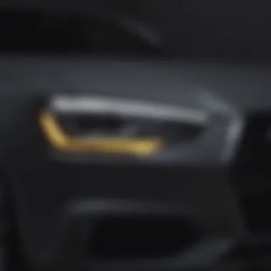 Close-up view of Audi's adaptive LED headlights showcasing precision and design.