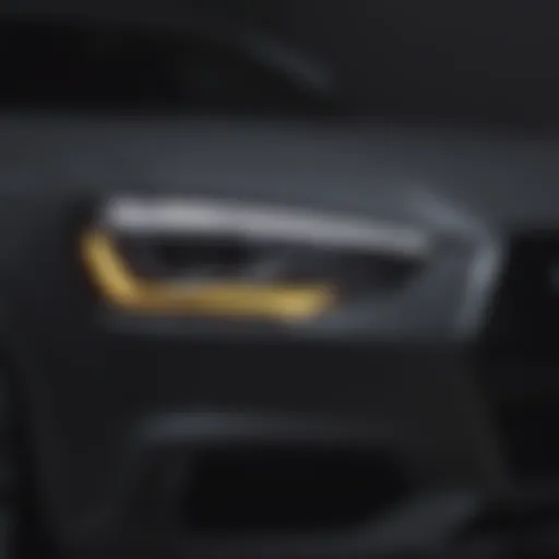 Close-up view of Audi's adaptive LED headlights showcasing precision and design.