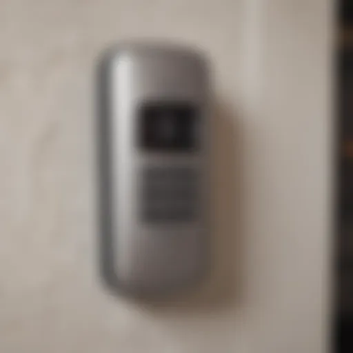 Modern wireless keypad garage door opener mounted on a garage wall