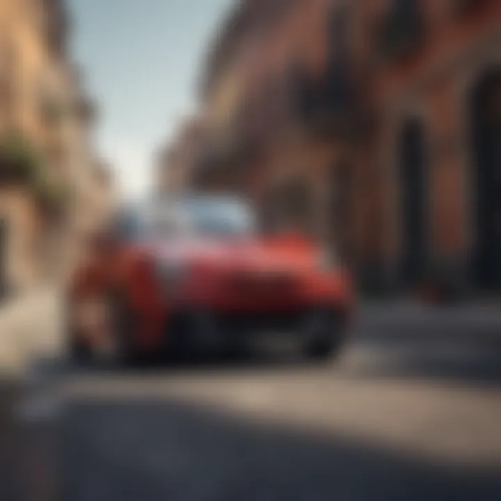 Dynamic performance shot of the Fiat Abarth Convertible on the road.
