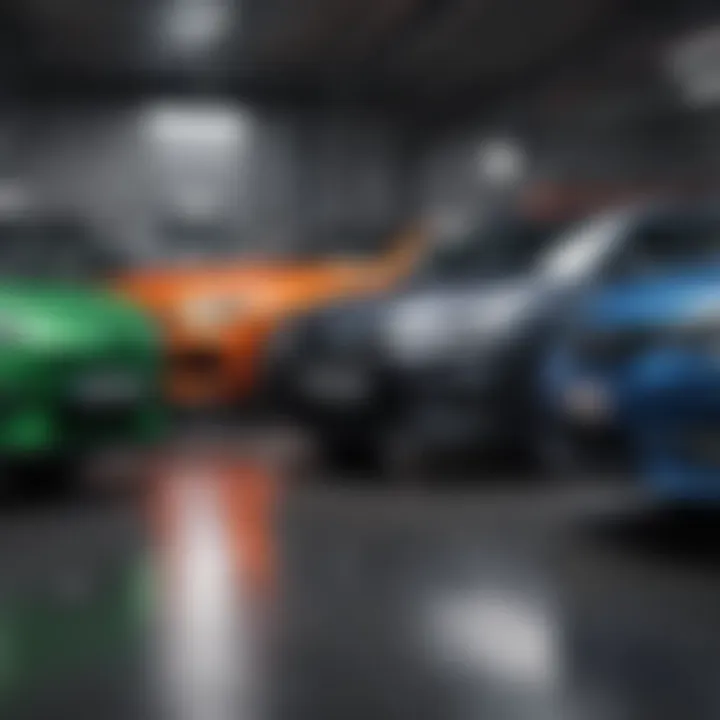 Diverse range of vehicles parked, symbolizing various leasing choices