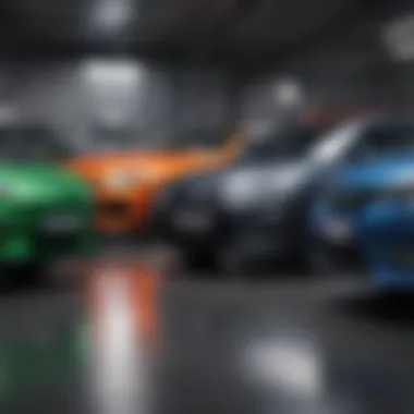 Variety of Vehicles Representing Leasing Choices Diverse range of vehicles parked, symbolizing various leasing choices