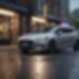 Sleek compact car parked in an urban setting