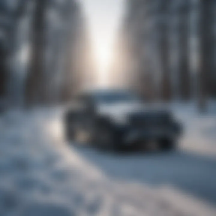 A Mercedes navigating through a winter landscape showcasing the importance of proper tire selection.