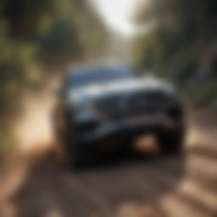 Dynamic action shot of a Mercedes SUV on an off-road adventure