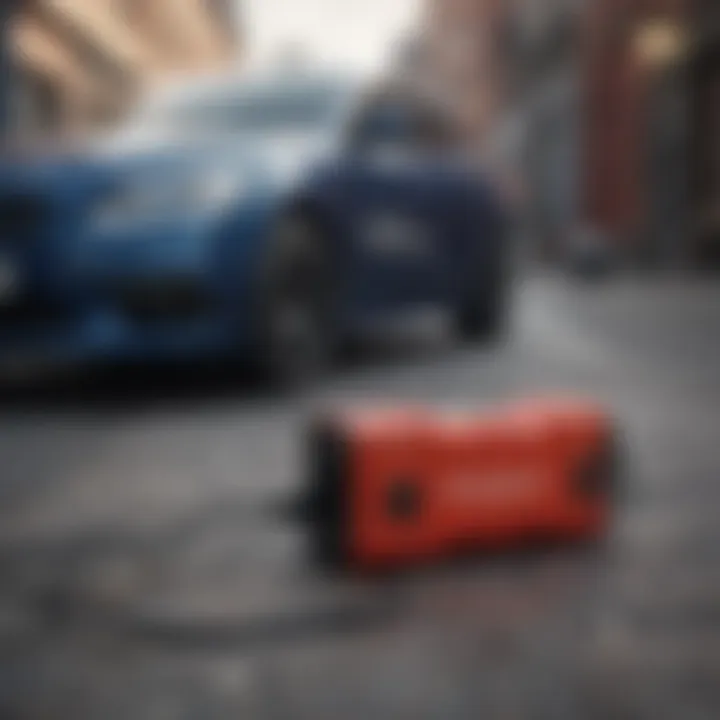 Emergency scenario using a portable battery charger with air compressor